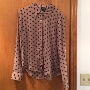 Spring Tan and Black Polka Dot Blouse!